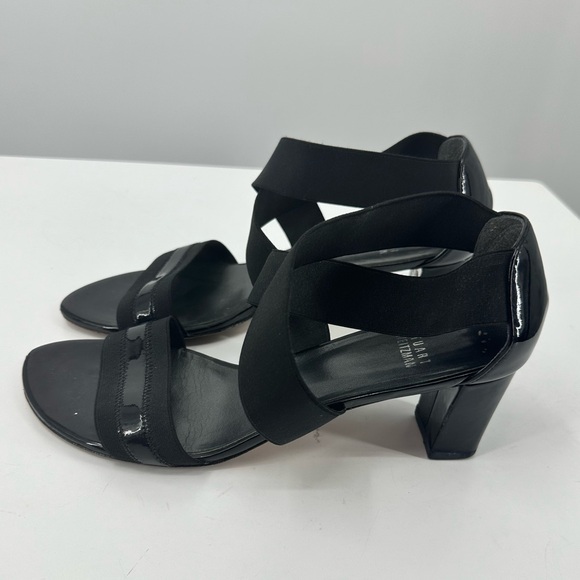 Stuart Weitzman Black Sandals 2" Heel Stretchy Straps Open Toe Womens 9 - Picture 5 of 11